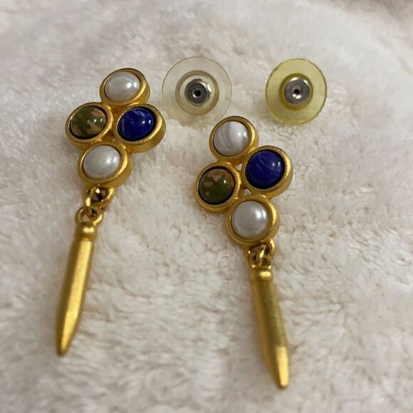 Vintage Y2K Gold Matte Dangling Pierced Earrings - Picture 7 of 13